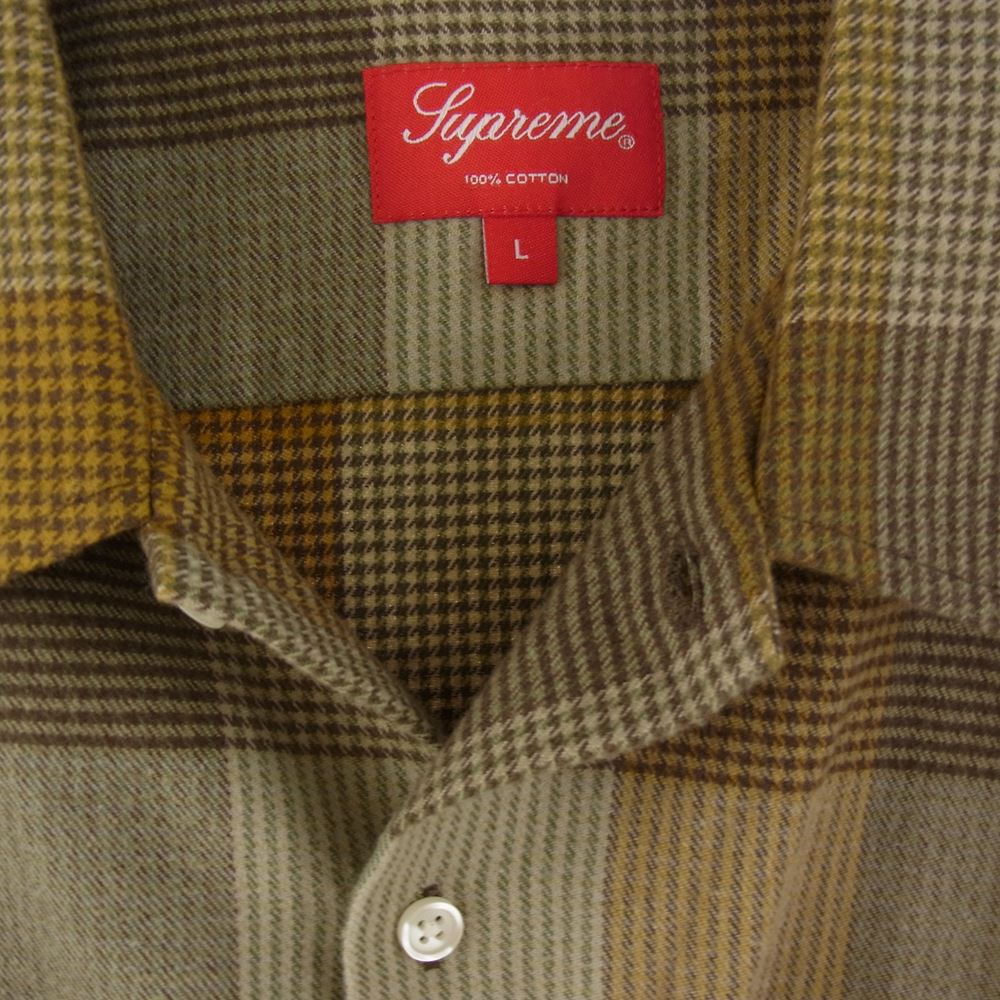Supreme シュプリーム 22SS Plaid Flannel Shirt プレイド フランネル 長袖 シャツ グリーン系 L【美品】【中古】