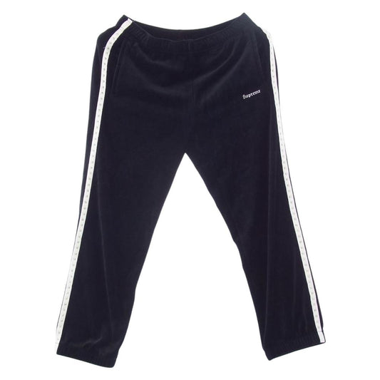 Supreme シュプリーム 22AW Studded Velour Track Pant スタッズ ベロア トラック ライン パンツ ブラック系 S【中古】