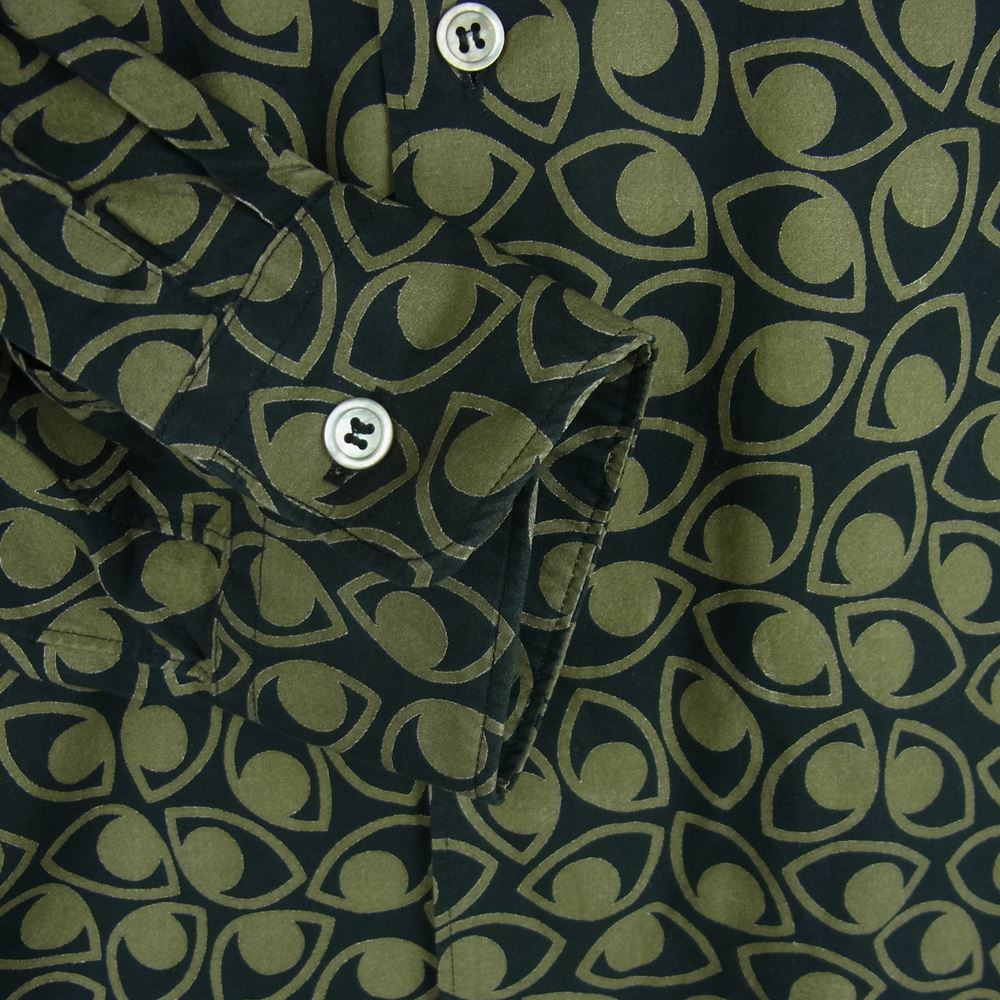 COMME des GARCONS コムデギャルソン IQ-B002 JAN ヤン アイプリント シェルボタン 総柄 長袖 シャツ ブラック系 M【中古】