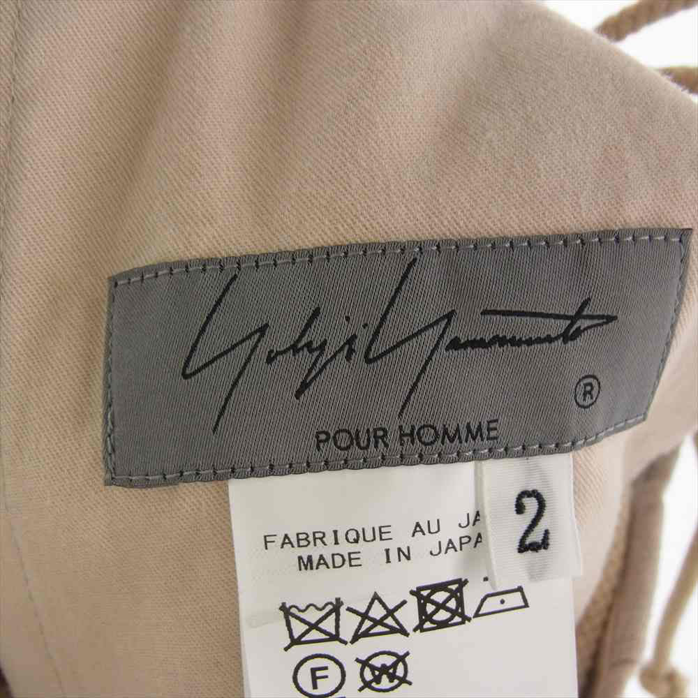 Yohji Yamamoto POUR HOMME ヨウジヤマモトプールオム 21SS HD-P47-303 LINEN ddw HEM ADJUSTFOLD PANTS 裾アジャスト リネン ヘム パンツ ベージュ系 2【中古】
