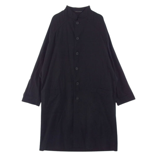 Yohji Yamamoto POUR HOMME ヨウジヤマモトプールオム 19SS HH-C09-039 ラグランスリーブ レーヨン混 スタンドカラー ロングジャケット コート ブラック系 １【中古】