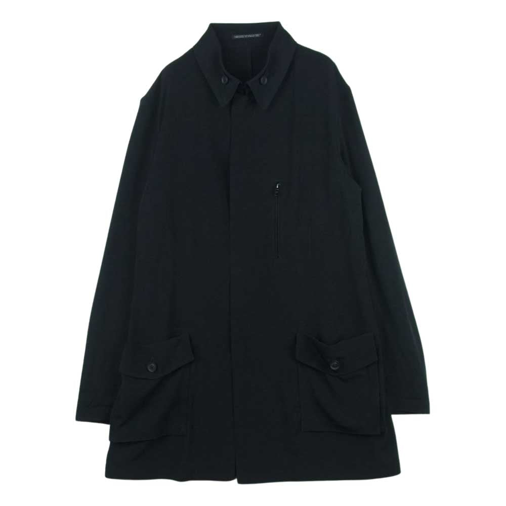 Yohji Yamamoto POUR HOMME ヨウジヤマモトプールオム 20SS HN-J59-500 rear logo print oversized shirt jacket リアロゴ ダブルジップ オーバーサイズ ロング シャツ ジャケット ブラック系 3【中古】