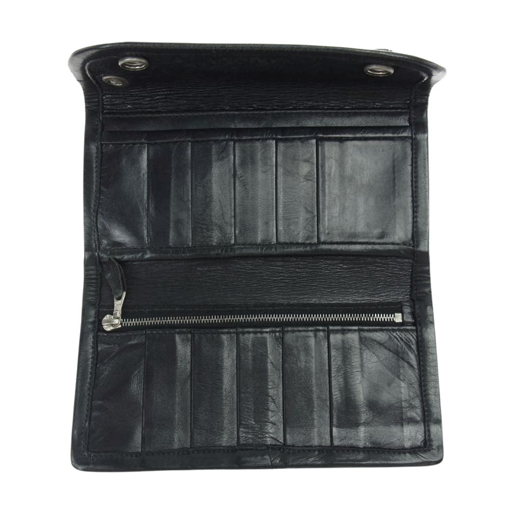 BILL WALL LEATHER ビルウォールレザー コンチョボタン レザー ロングウォレット 長財布 ブラック系【中古】