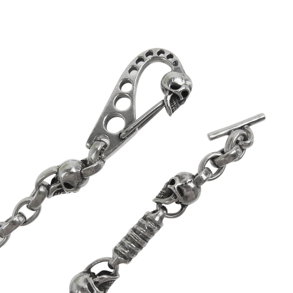 BILL WALL LEATHER ビルウォールレザー ヴィンテージスカル リンク スカルクリップ スカルTバー ウォレットチェーン シルバー系【中古】