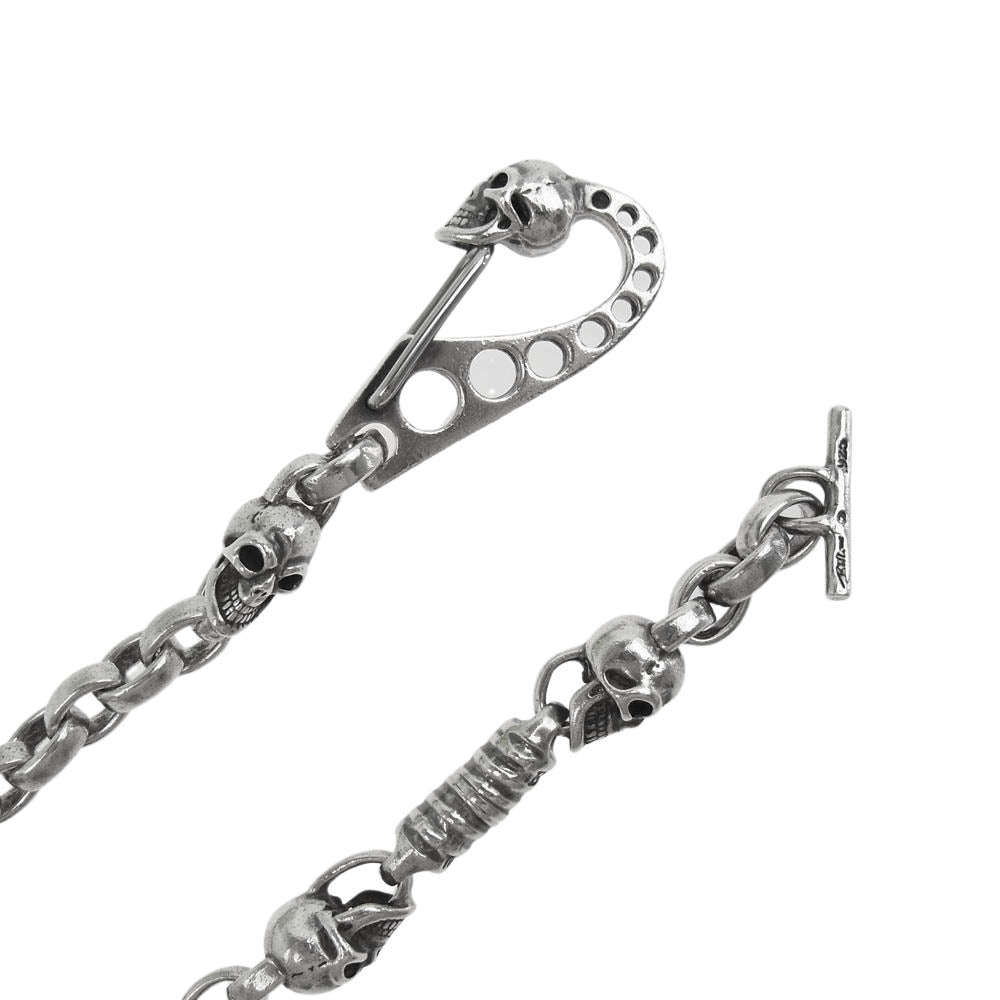 BILL WALL LEATHER ビルウォールレザー ヴィンテージスカル リンク スカルクリップ スカルTバー ウォレットチェーン シルバー系【中古】