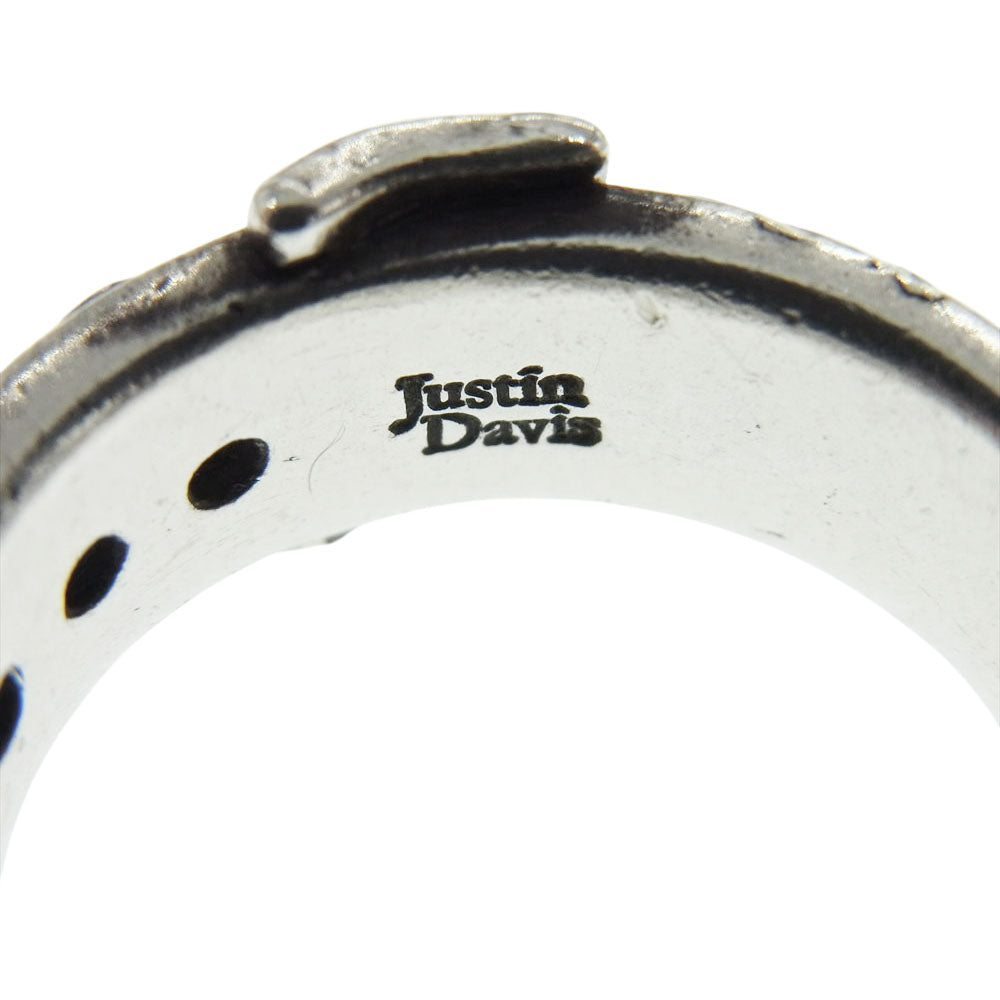Justin Davis ジャスティンデイビス クリアストーン スタッズ ベルト リング シルバー系【中古】