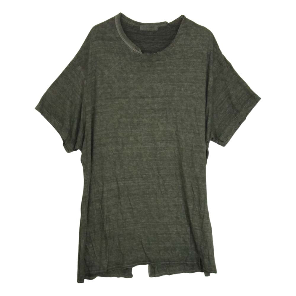 Yohji Yamamoto POUR HOMME ヨウジヤマモトプールオム 17SS HD-T41-271 墨染 製品加工 バックスリット 半袖 カットソー Tシャツ グレー系 3【中古】