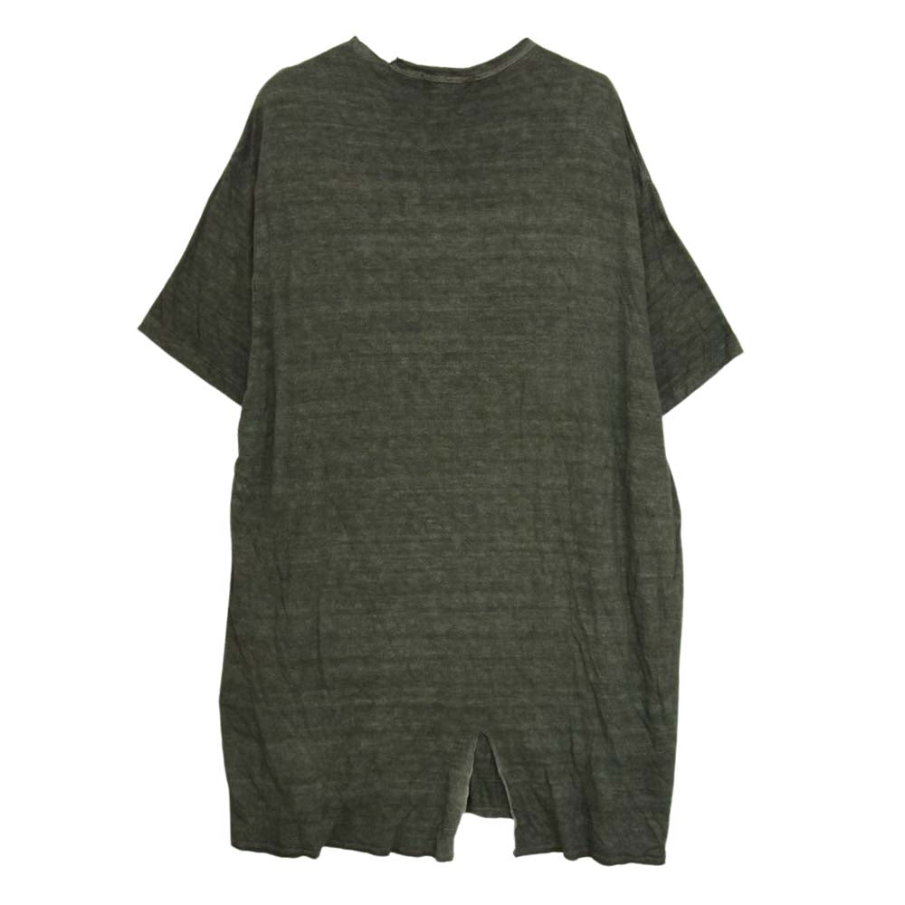 Yohji Yamamoto POUR HOMME ヨウジヤマモトプールオム 17SS HD-T41-271 墨染 製品加工 バックスリット 半袖 カットソー Tシャツ グレー系 3【中古】