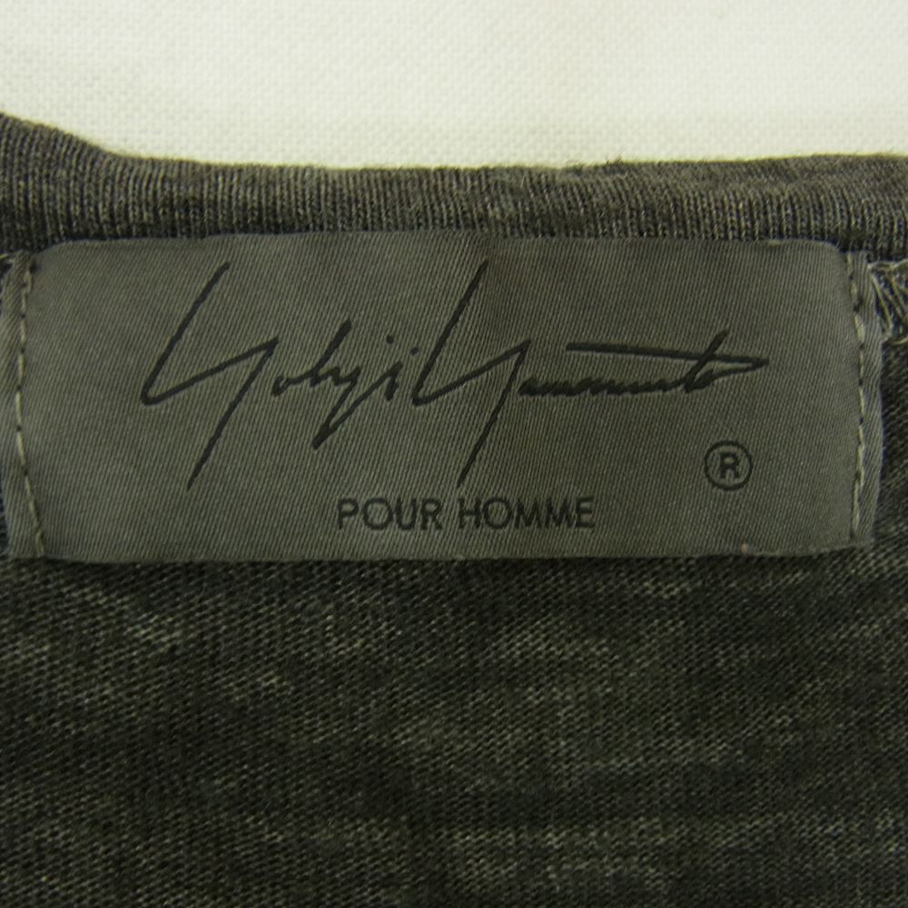 Yohji Yamamoto POUR HOMME ヨウジヤマモトプールオム 17SS HD-T41-271 墨染 製品加工 バックスリット 半袖 カットソー Tシャツ グレー系 3【中古】