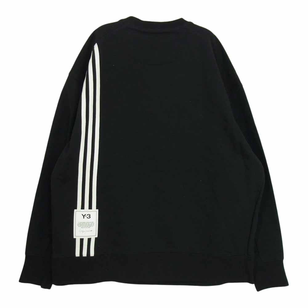 Yohji Yamamoto ヨウジヤマモト Y-3 ワイスリー H16333 M 3 STP TERRY CREW SWEATSHIRT ストライプ テリー クルーネック スウェット トレーナー ブラック系 M【中古】