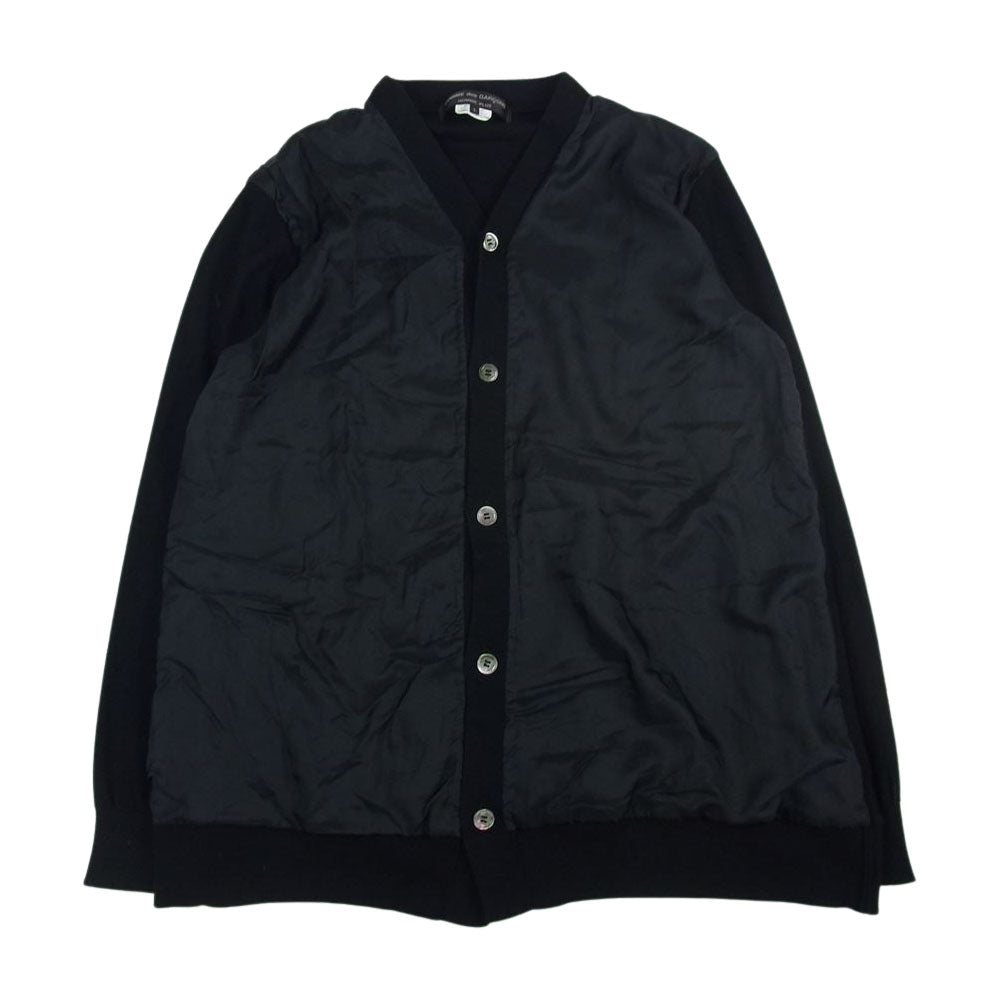 COMME des GARCONS HOMME PLUS コムデギャルソンオムプリュス 21AW PH-N023 異素材 キュプラ切替 Vネック カーディガン ブラック系 L【中古】