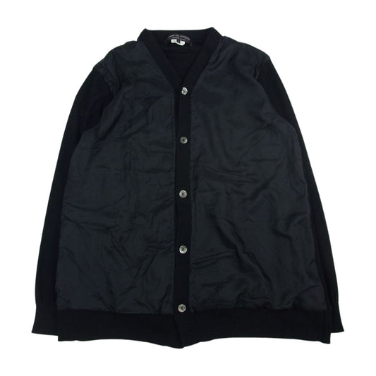 COMME des GARCONS HOMME PLUS コムデギャルソンオムプリュス 21AW PH-N023 異素材 キュプラ切替 Vネック カーディガン ブラック系 L【中古】