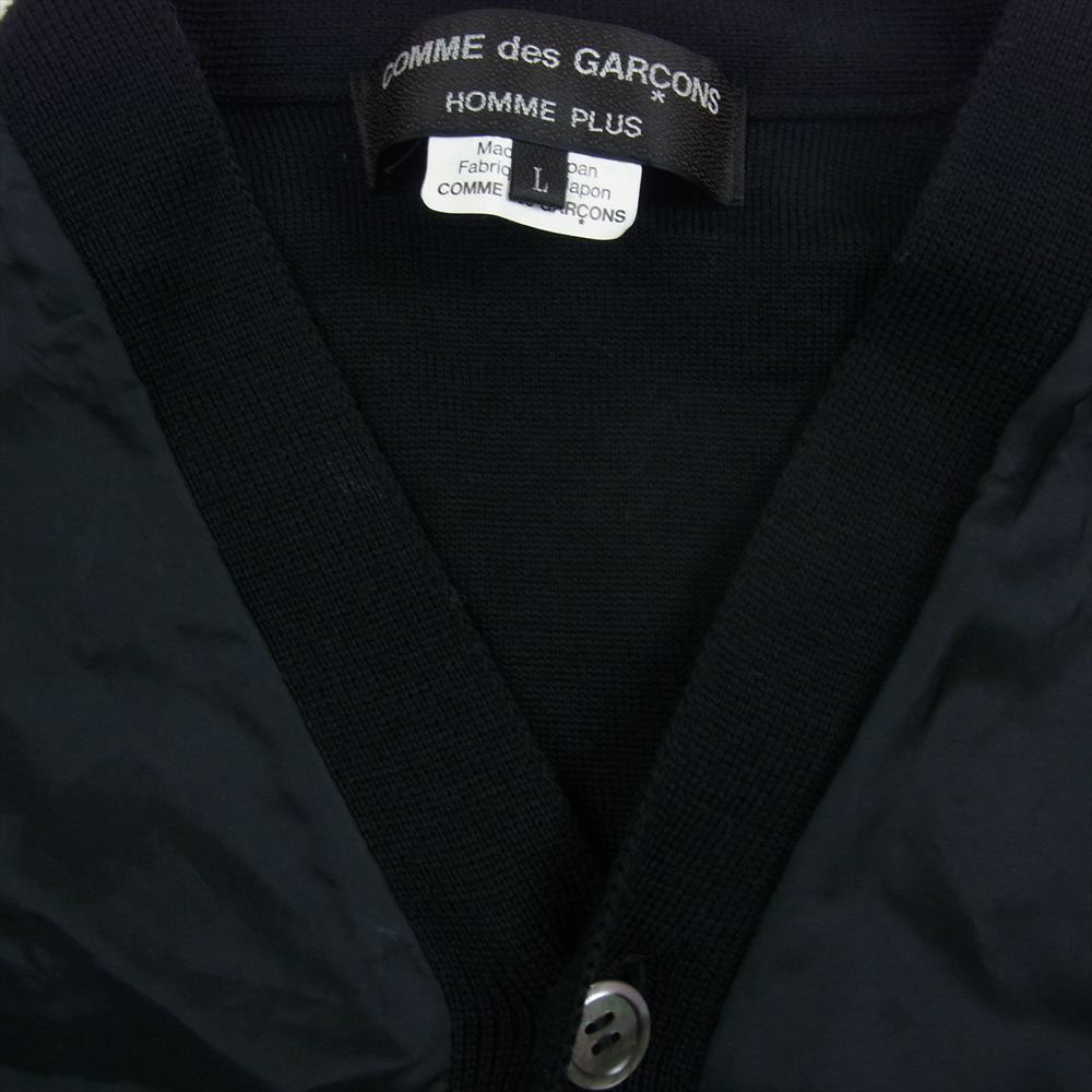 COMME des GARCONS HOMME PLUS コムデギャルソンオムプリュス 21AW PH-N023 異素材 キュプラ切替 Vネック カーディガン ブラック系 L【中古】
