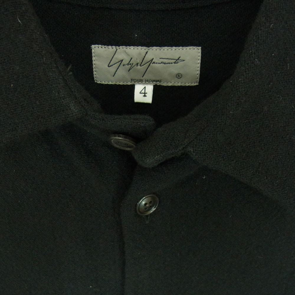 Yohji Yamamoto POUR HOMME ヨウジヤマモトプールオム 19AW HC-B20-106 アシンメトリーカラー ウール ロングシャツ ブラック系 4【中古】