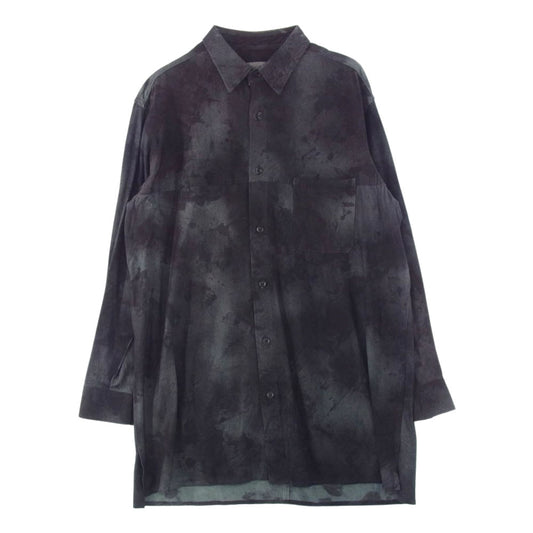 Yohji Yamamoto POUR HOMME ヨウジヤマモトプールオム BACKLASH 22SS HG-B98-701 KANGAROO LEATHER BASIC BIG BLOUSE バックラッシュ カンガルーレザー ベーシック ビッグ ブラウス 長袖 シャツ ダークグレー系 3【美品】【中古】