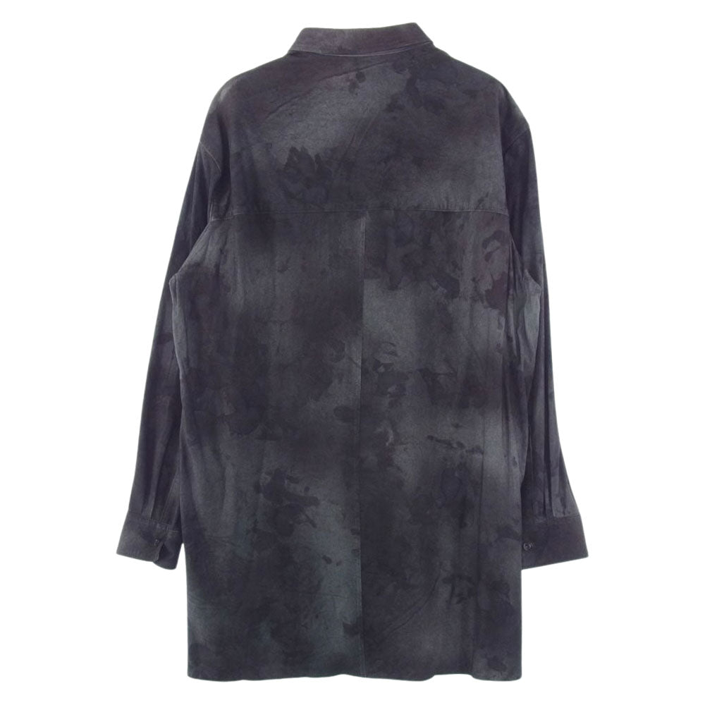 Yohji Yamamoto POUR HOMME ヨウジヤマモトプールオム BACKLASH 22SS HG-B98-701 KANGAROO LEATHER BASIC BIG BLOUSE バックラッシュ カンガルーレザー ベーシック ビッグ ブラウス 長袖 シャツ ダークグレー系 3【美品】【中古】
