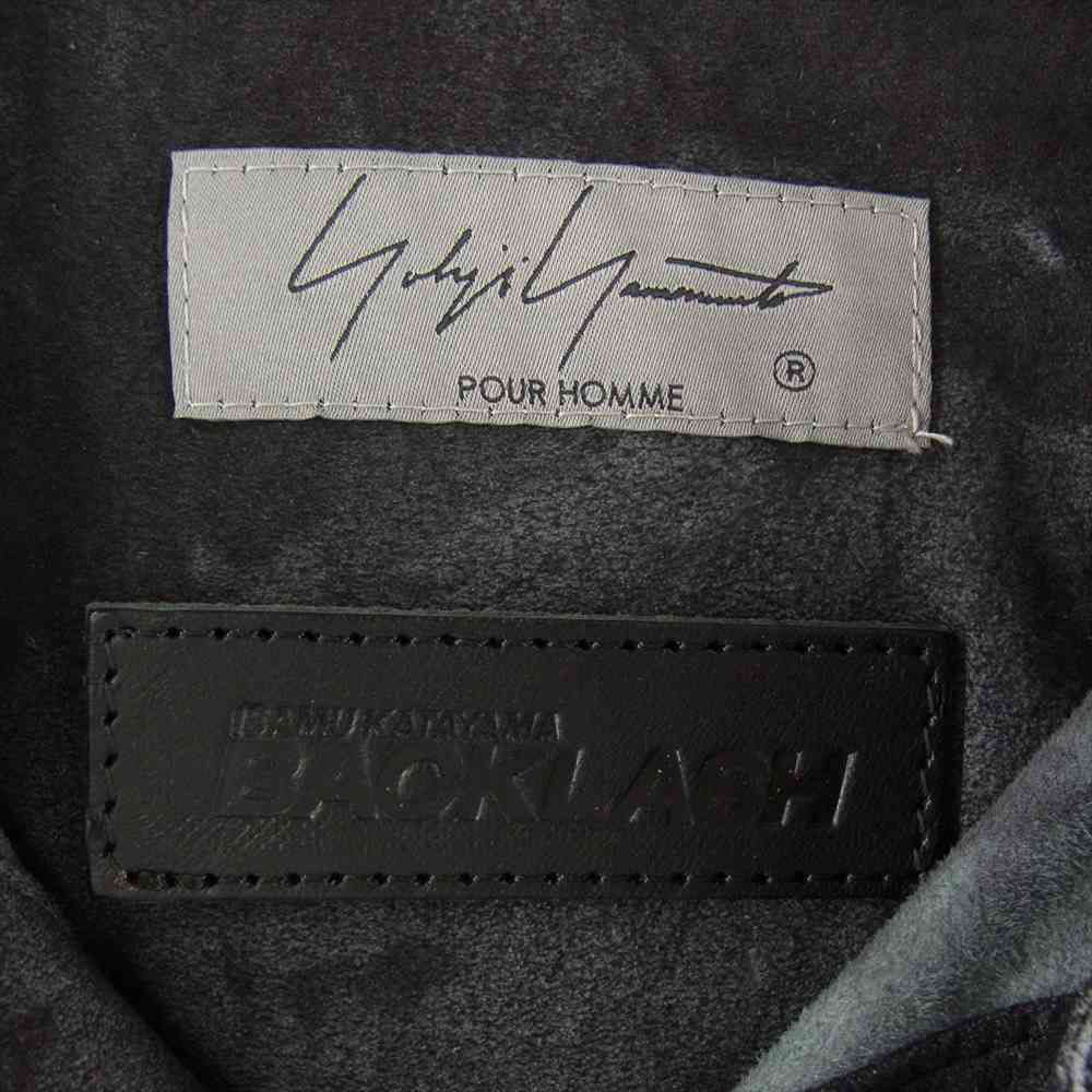 Yohji Yamamoto POUR HOMME ヨウジヤマモトプールオム BACKLASH 22SS HG-B98-701 KANGAROO LEATHER BASIC BIG BLOUSE バックラッシュ カンガルーレザー ベーシック ビッグ ブラウス 長袖 シャツ ダークグレー系 3【美品】【中古】