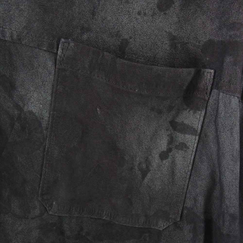 Yohji Yamamoto POUR HOMME ヨウジヤマモトプールオム BACKLASH 22SS HG-B98-701 KANGAROO LEATHER BASIC BIG BLOUSE バックラッシュ カンガルーレザー ベーシック ビッグ ブラウス 長袖 シャツ ダークグレー系 3【美品】【中古】