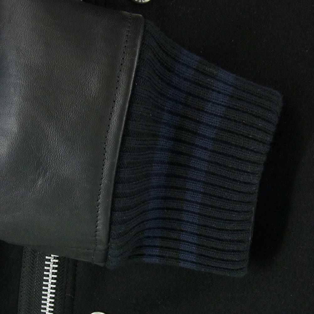 Sacai サカイ × MADSAKI 22AW 22-02879M WOOL MELTON BLOUSON 袖レザー切替 スローガン ウールメルトン ブルゾン ボンバージャケット ブラック系 4【美品】【中古】