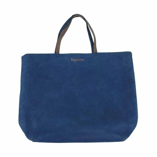 repetto レペット C 13 02 ロゴ レザー バイカラー ハンド バッグ チュニジア製 ネイビー系 ブラウン系【中古】