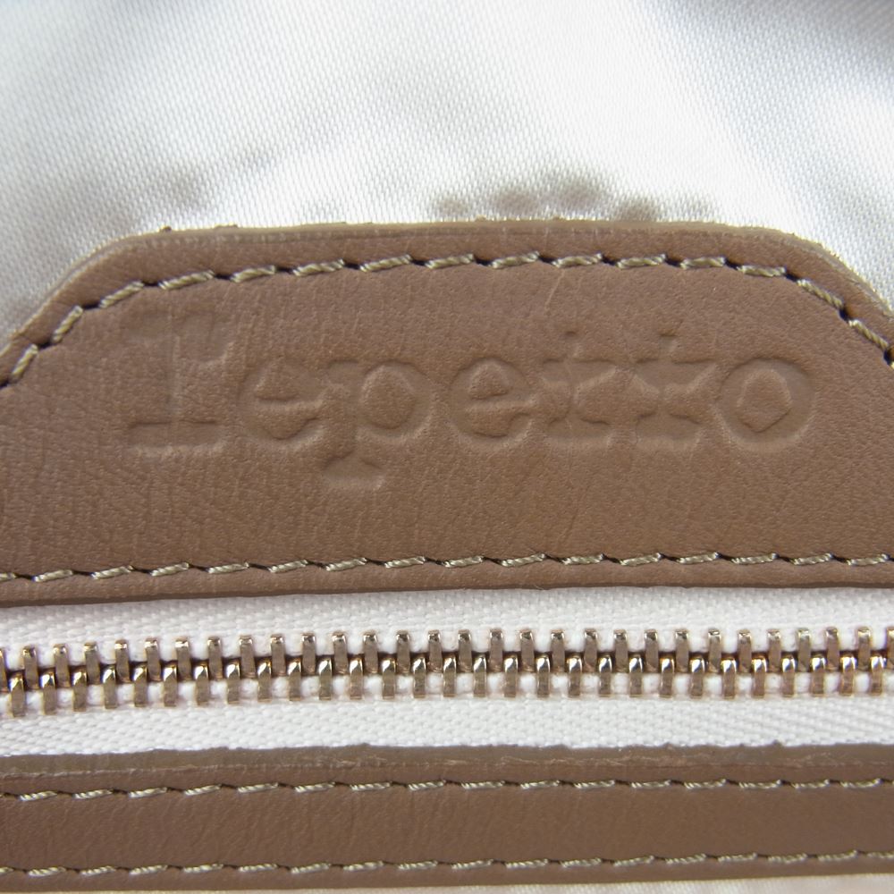 repetto レペット C 13 02 ロゴ レザー バイカラー ハンド バッグ チュニジア製 ネイビー系 ブラウン系【中古】