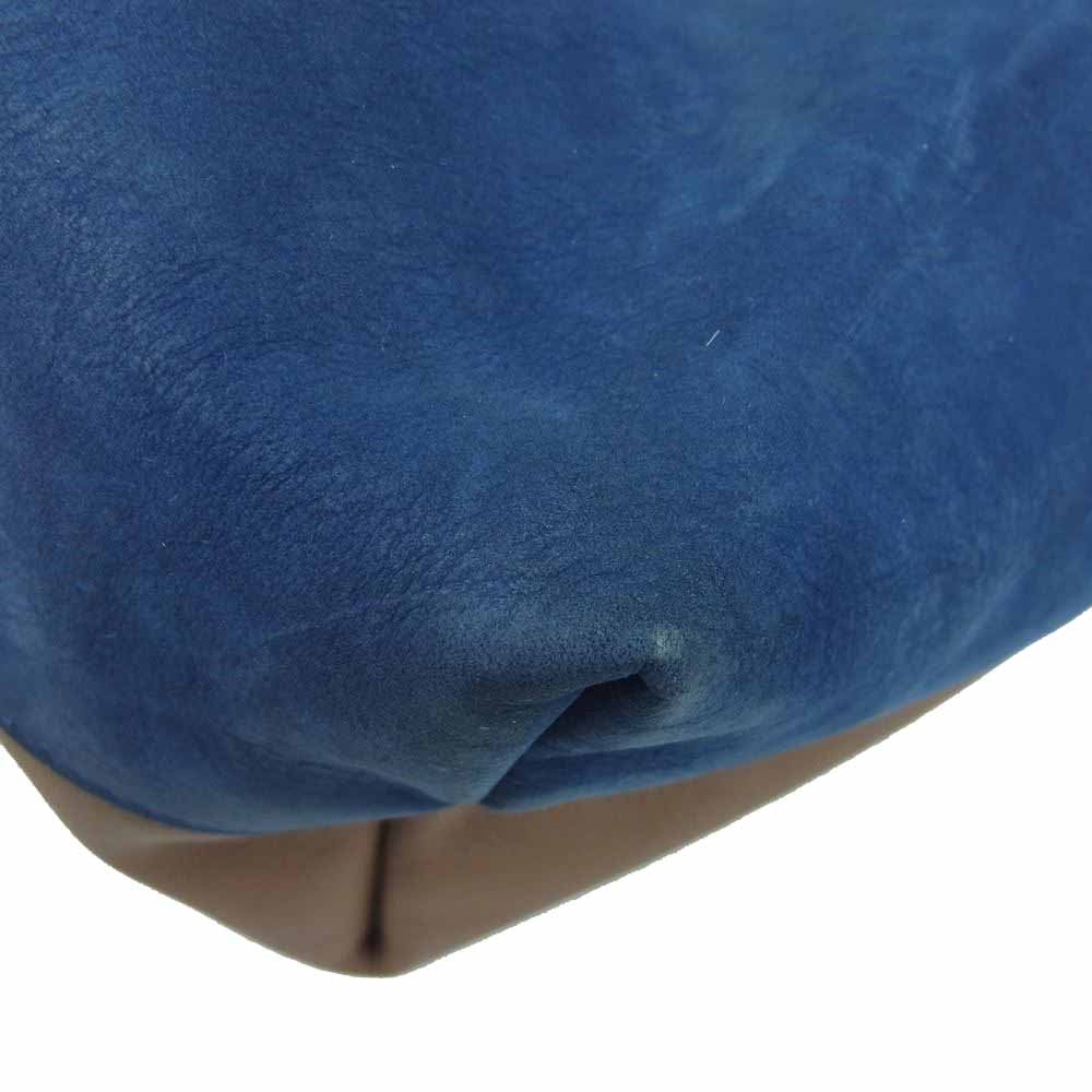 repetto レペット C 13 02 ロゴ レザー バイカラー ハンド バッグ チュニジア製 ネイビー系 ブラウン系【中古】