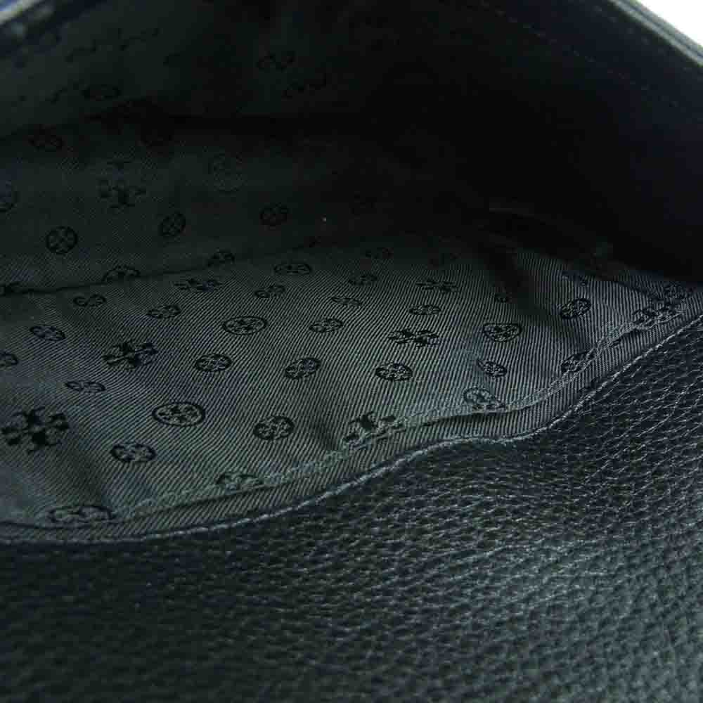 Tory Burch トリーバーチ ロゴ レザー ショルダー バッグ ブラック系【中古】