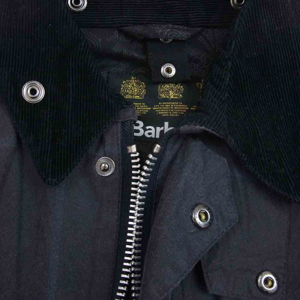 Barbour バブアー 4124947 SL BEDALE WASHED JACKET ビデイル ウィンドウペン ウォッシュ オイルド ジャケット ブラック系 グレー系 36【中古】