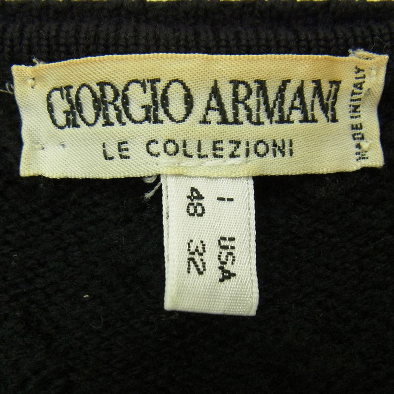 GIORGIO ARMANI ジョルジオアルマーニ 国内正規品 イタリア製 7004 メリノウール ニット セーター ブラック系 48【中古】