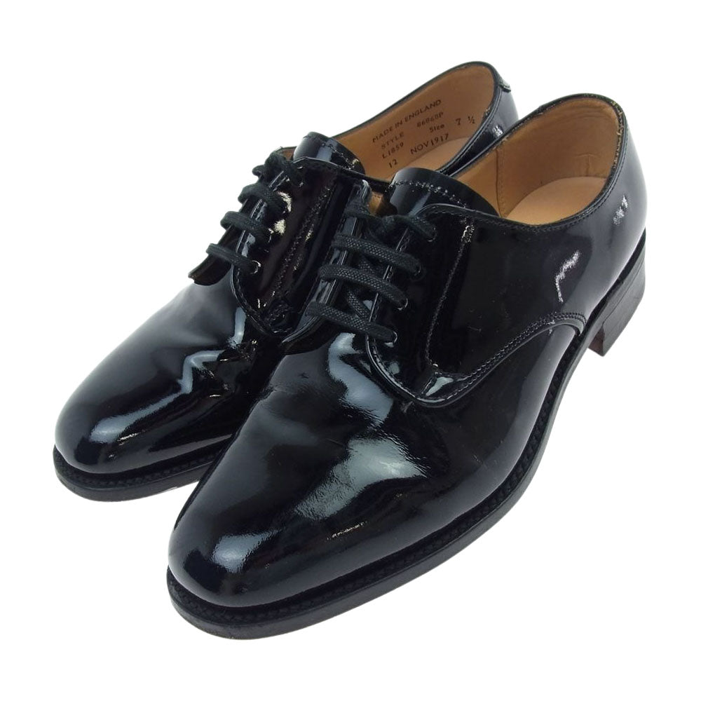 SANDERS サンダース 8686BP Gibson ギブソン パテントレザー プレーントゥシューズ ブラック系 7 1/2【中古】