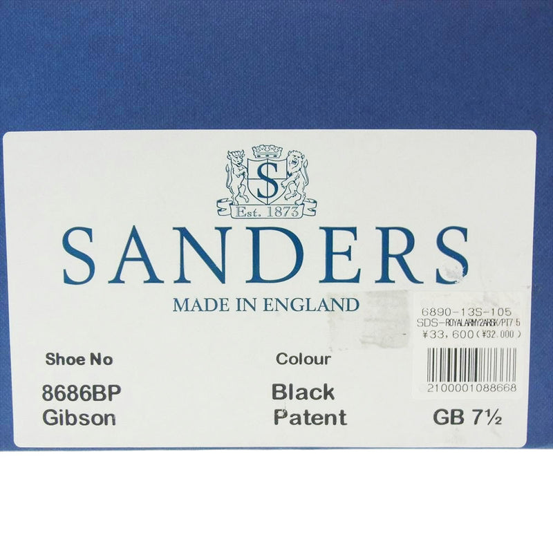 SANDERS サンダース 8686BP Gibson ギブソン パテントレザー プレーントゥシューズ ブラック系 7 1/2【中古】