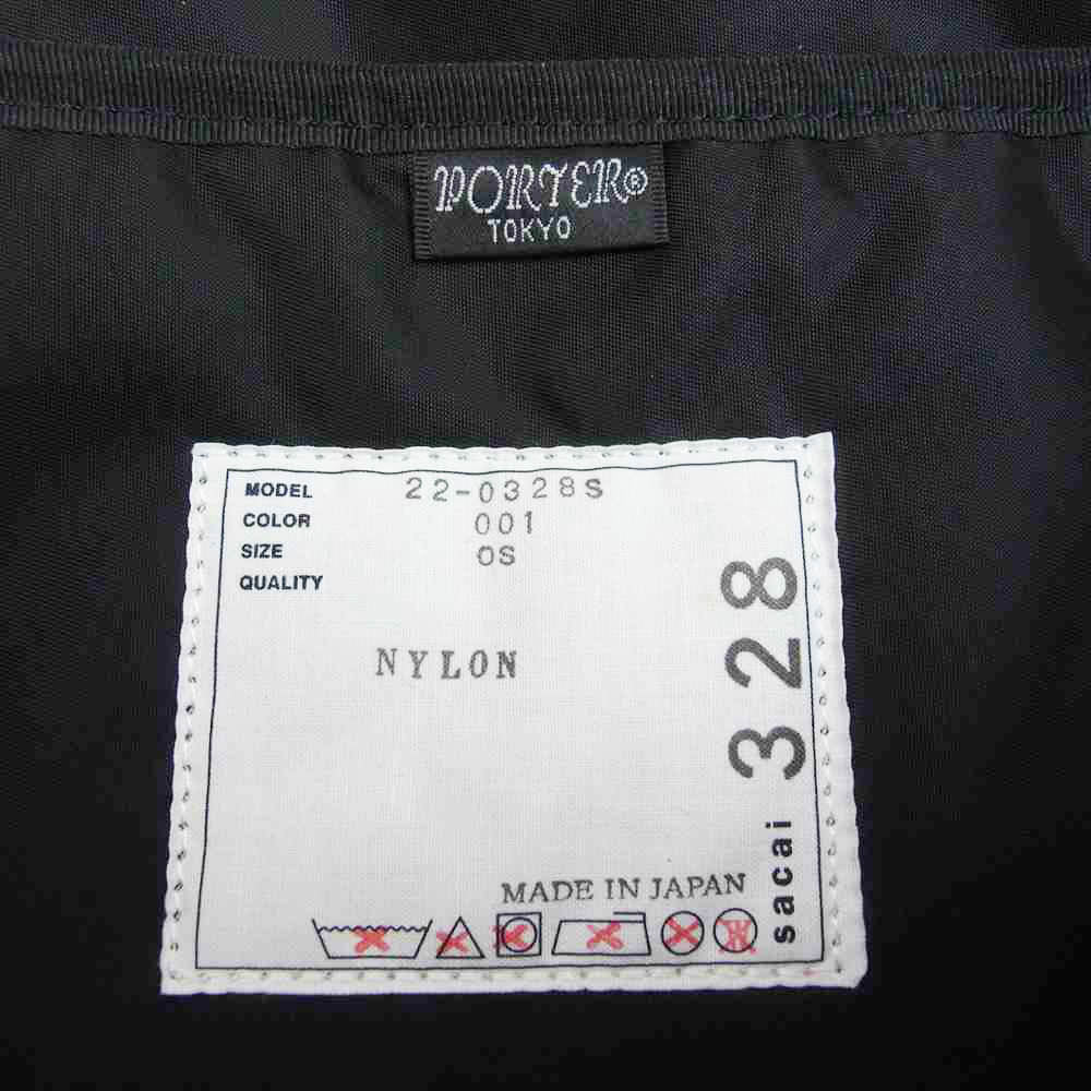 Sacai サカイ 22SS 22-0328S × PORTER ポーター MESSENGER BAG メッセンジャー ショルダー バック ブラック系【中古】