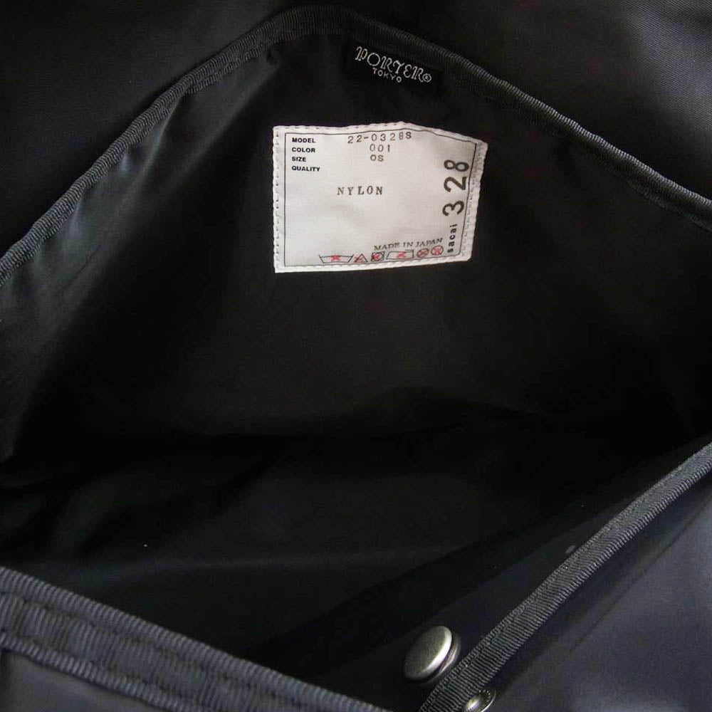 Sacai サカイ 22SS 22-0328S × PORTER ポーター MESSENGER BAG メッセンジャー ショルダー バック ブラック系【中古】