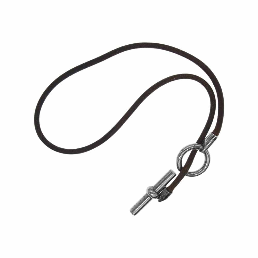 HERMES エルメス グレナン レザー ネックレス チョーカー ブラウン系【中古】