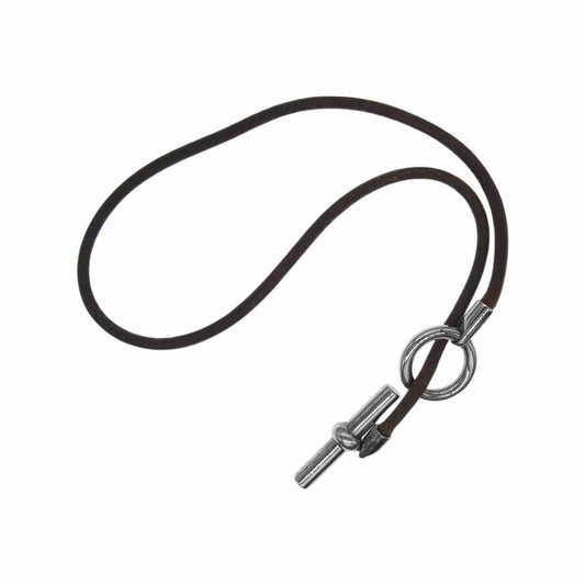 HERMES エルメス グレナン レザー ネックレス チョーカー ブラウン系【中古】