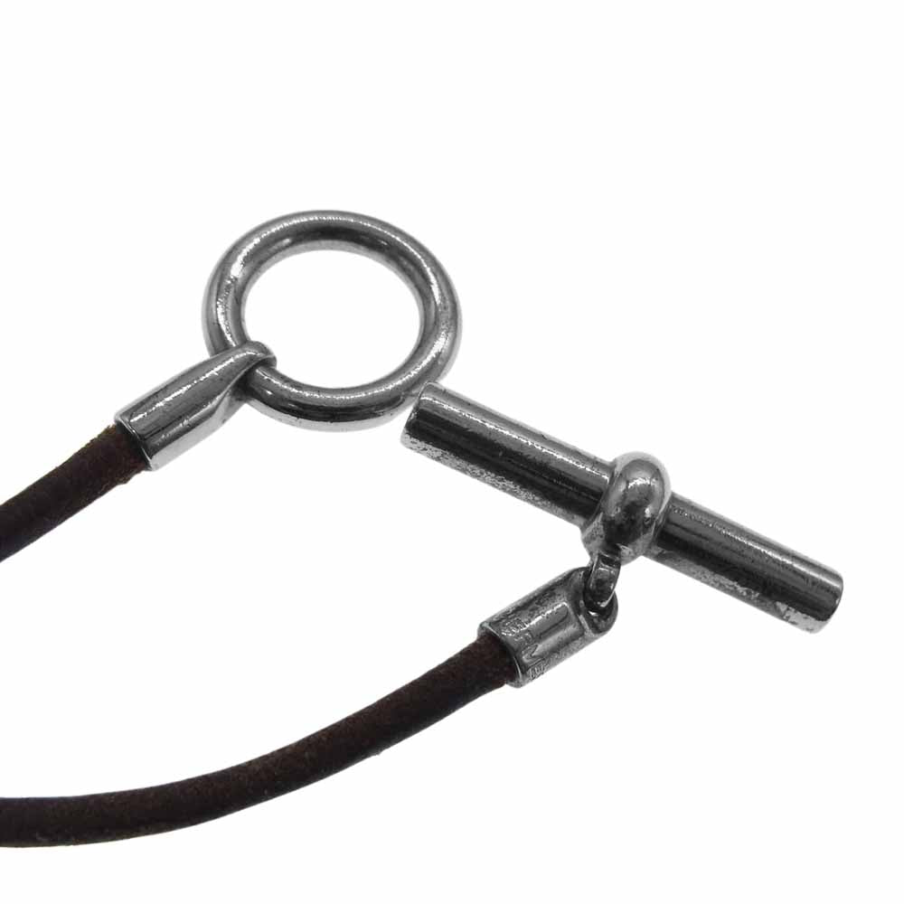 HERMES エルメス グレナン レザー ネックレス チョーカー ブラウン系【中古】
