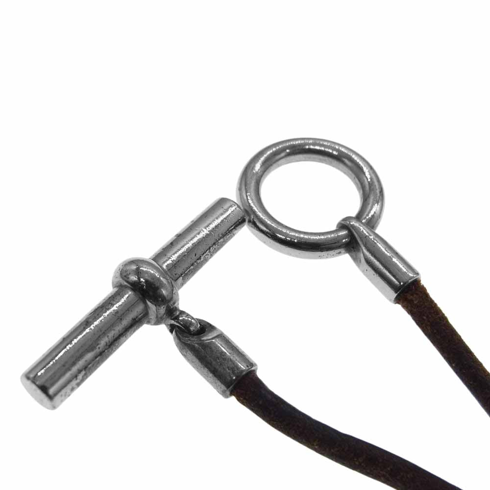 HERMES エルメス グレナン レザー ネックレス チョーカー ブラウン系【中古】
