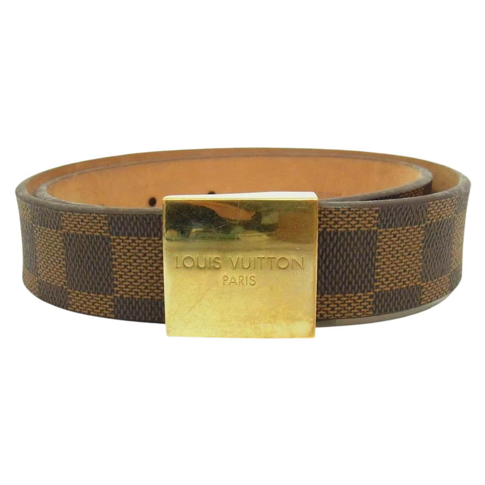 LOUIS VUITTON ルイ・ヴィトン サンチュール キャレ エベヌ ダミエ ゴールド金具 ベルト ブラウン系【中古】