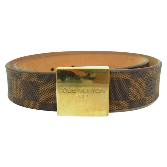 LOUIS VUITTON ルイ・ヴィトン サンチュール キャレ エベヌ ダミエ ゴールド金具 ベルト ブラウン系【中古】