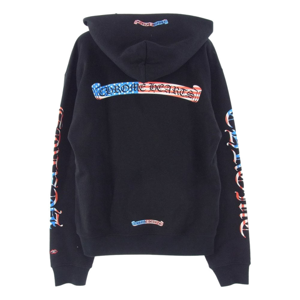 CHROME HEARTS クロムハーツ（原本無） 国内正規品 MATTY BOY PPO America Hoodie マッティボーイ 星条旗 プルオーバー パーカー ブラック系 S【中古】