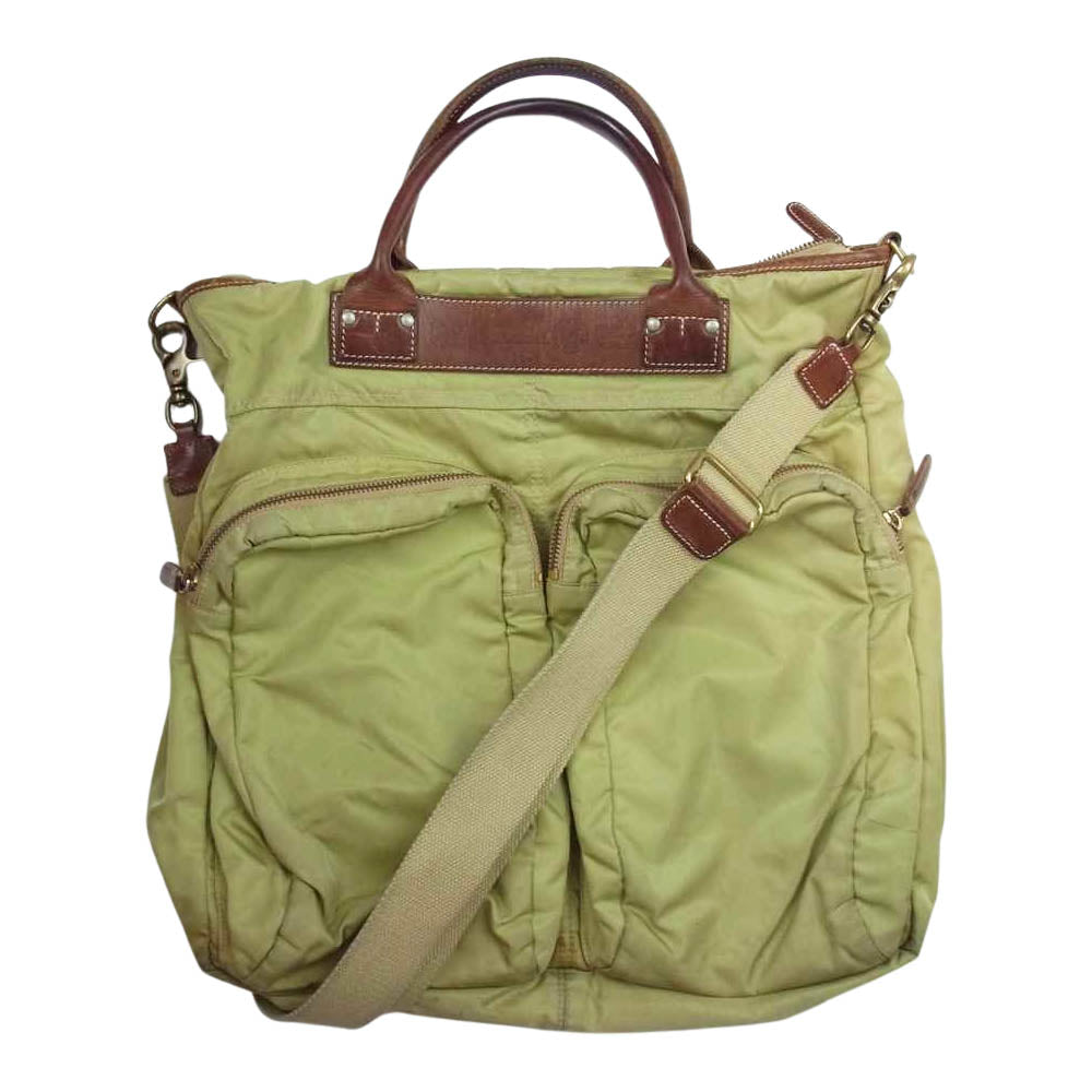 Felisi フェリージ ナイロン レザーハンドル 2way ショルダー ヘルメット バッグ ベージュ系【中古】