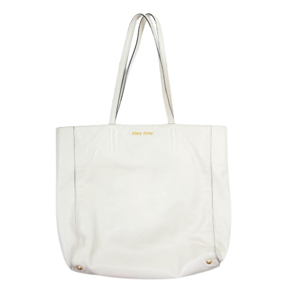 MIUMIU ミュウミュウ 75712 2A8P SOFT CALF レザートート バッグ オフホワイト系【中古】