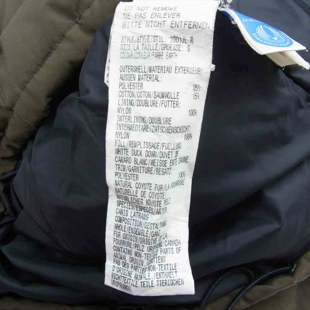 CANADA GOOSE カナダグース 2301JL 国内正規品 グリフィンタグ BELLEVILLE ベルビル ダウン コート ジャケット カーキ系 S【中古】