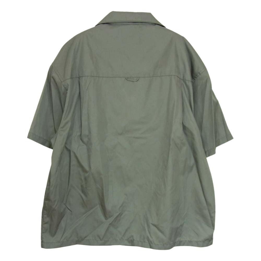 PRADA プラダ 22SS SC513 S202 国内正規品 Re-Nylon リナイロン 三角ロゴプレート オープンカラー 半袖 シャツ グレー系 XL【美品】【中古】