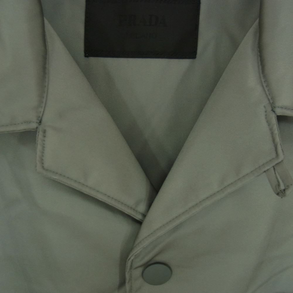PRADA プラダ 22SS SC513 S202 国内正規品 Re-Nylon リナイロン 三角ロゴプレート オープンカラー 半袖 シャツ グレー系 XL【美品】【中古】