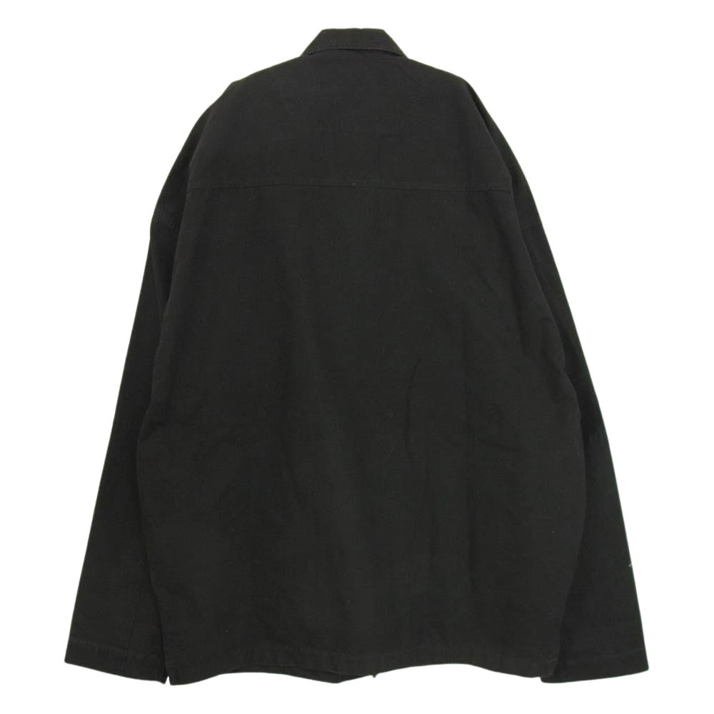 BALENCIAGA バレンシアガ UNIFIT 681008 TKP27 国内正規品 ロゴ刺繍 military shirts jacket ミリタリー シャツ ジャケット ブラック系 38【中古】