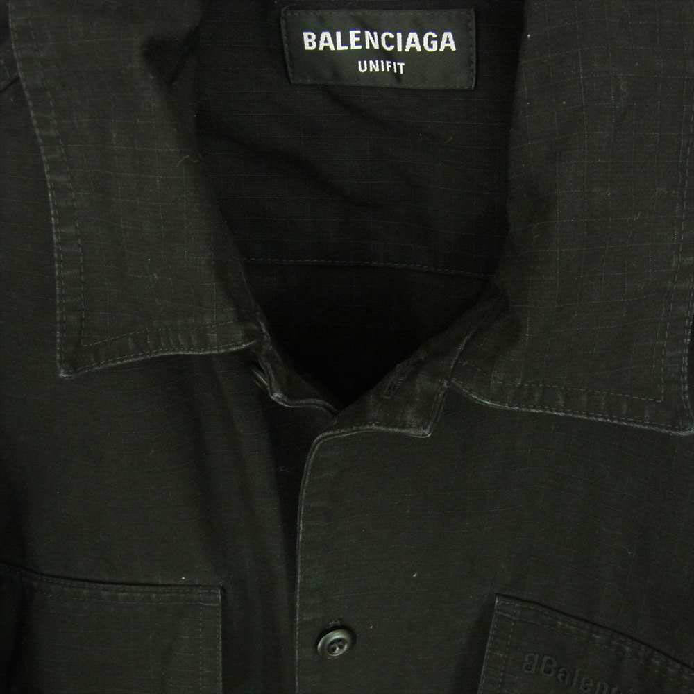 BALENCIAGA バレンシアガ UNIFIT 681008 TKP27 国内正規品 ロゴ刺繍 military shirts jacket ミリタリー シャツ ジャケット ブラック系 38【中古】