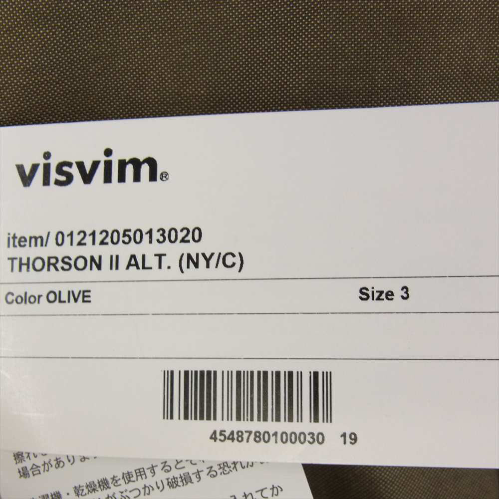 VISVIM ビズビム 21AW 0121205013020 THORSON II ALT (NY/C) 天然染加工 ガーメントダイ フライトジャケット オリーブ系 3【美品】【中古】