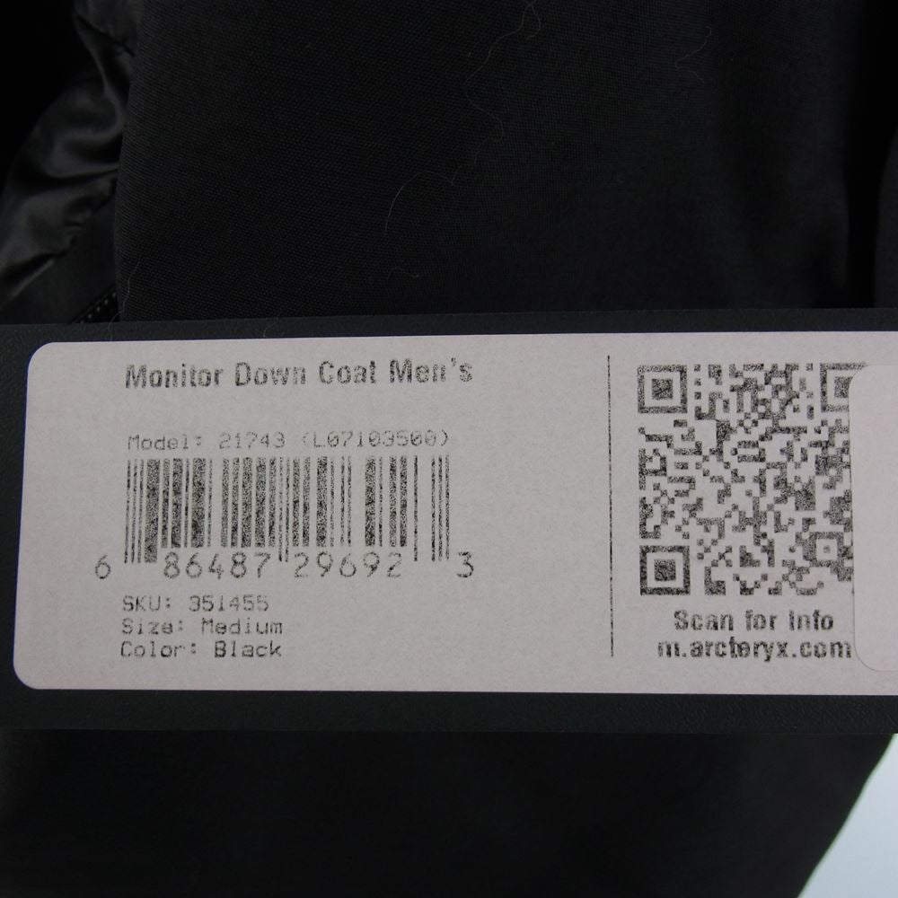 ARC'TERYX アークテリクス 国内正規品 VEILANCE MONITOR DOWN COAT ヴェイランス モニター ダウン コート ブラック系 M【中古】