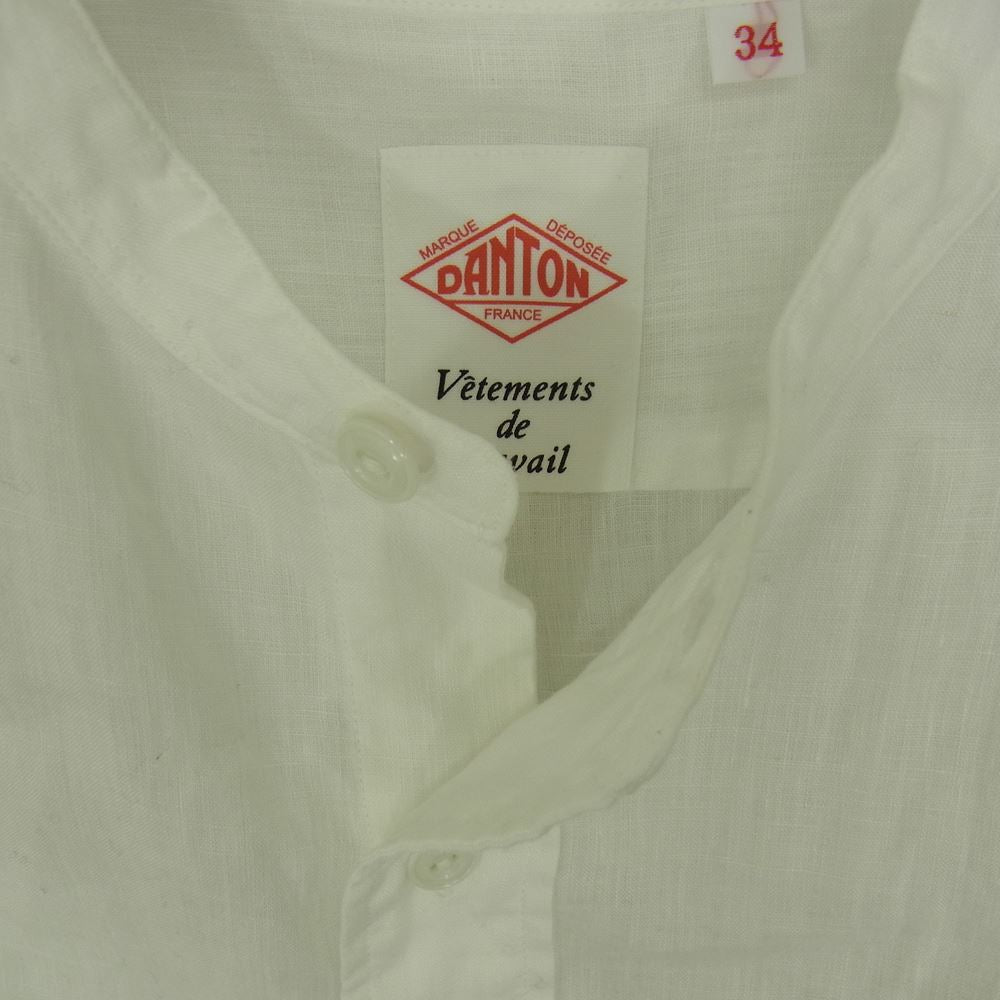Danton ダントン ノーカラー シャツ ホワイト系 34【中古】